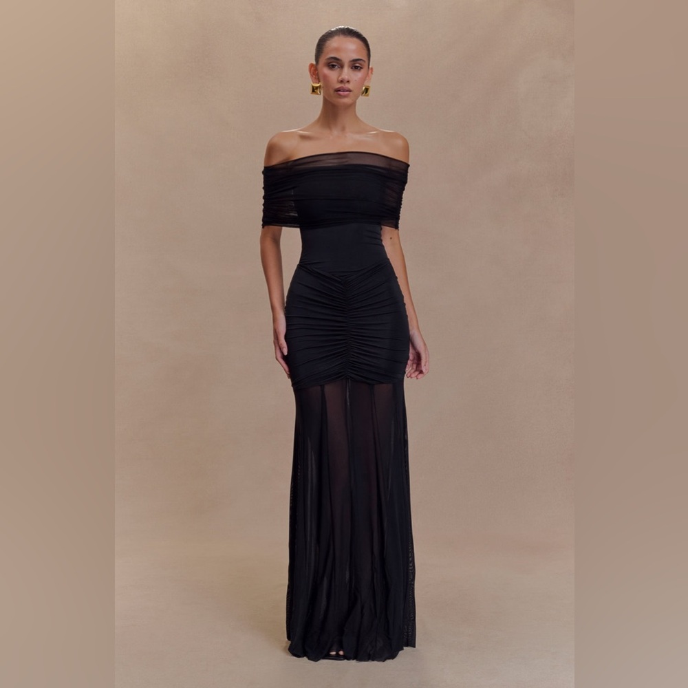 Meshki Black Off-Shoulder Maxi Dress